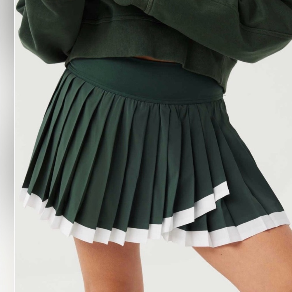 Dark Green Pleated Skirt